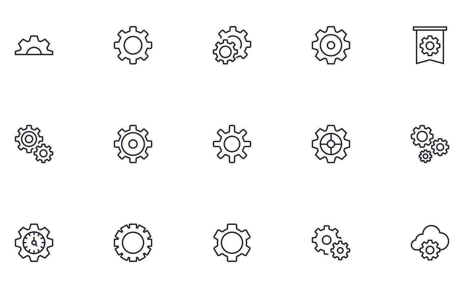 Collection of modern gear outline icons. Set of modern illustrations for mobile apps, web sites, flyers, banners etc isolated on white background. Premium quality signs. vector