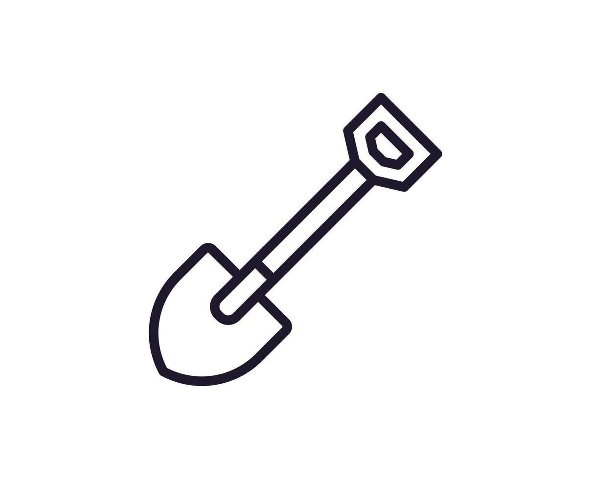Shovel concept. Modern outline high quality illustration for banners, flyers and web sites. Editable stroke in trendy flat style. Line icon of shovel vector