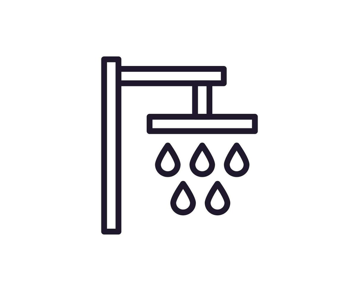 Single line icon of shower on isolated white background. High quality editable stroke for mobile apps, web design, websites, online shops etc. vector