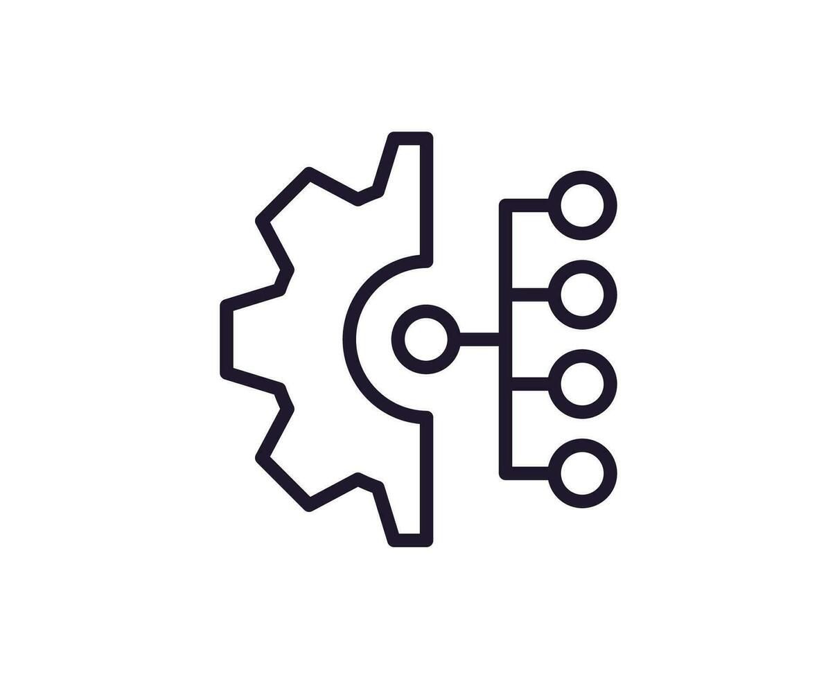 Gear concept. Single premium editable stroke pictogram perfect for logos, mobile apps, online shops and web sites. Vector symbol isolated on white background.