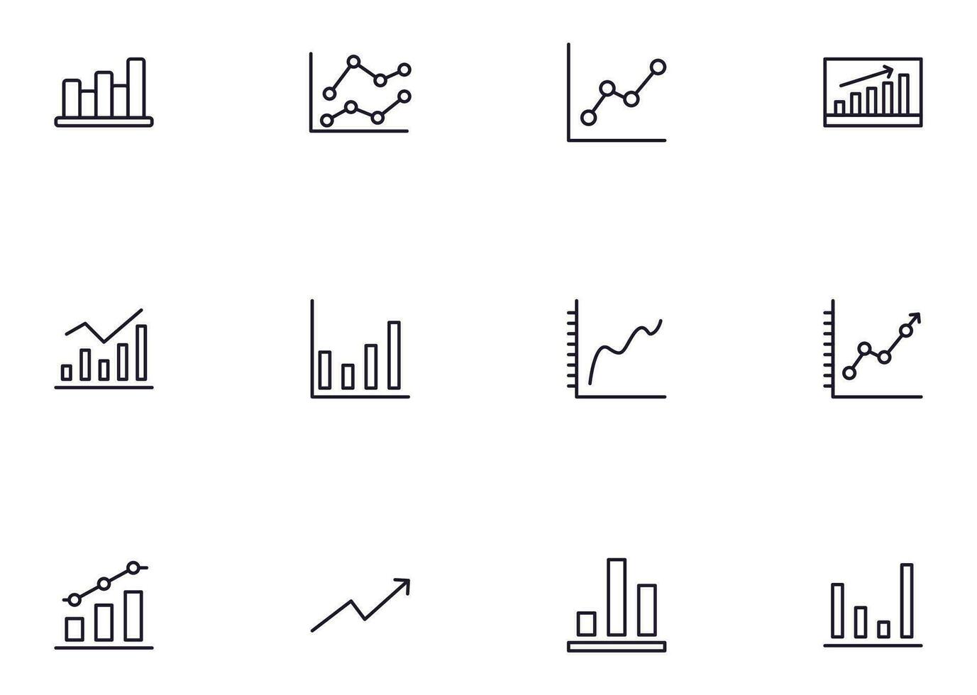 Graph concept. Collection of modern high quality graph line icons. Editable stroke. Premium linear symbol for web sites, flyers, banners, online shops and companies. vector
