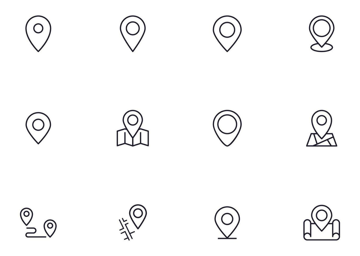 Map pin concept. Collection of modern high quality pin line icons. Editable stroke. Premium linear symbol for web sites, flyers, banners, online shops and companies. vector