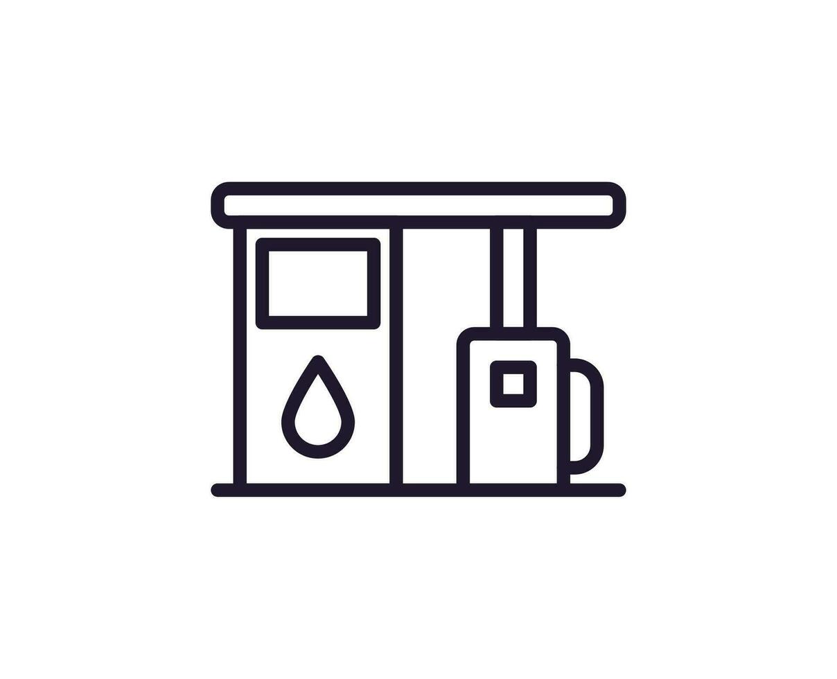 Single line icon of gas station on isolated white background. High quality editable stroke for mobile apps, web design, websites, online shops etc. vector