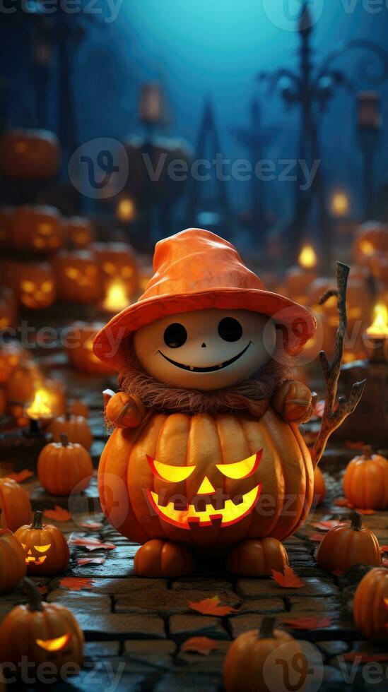 Cute halloween 3d character background photo illustration