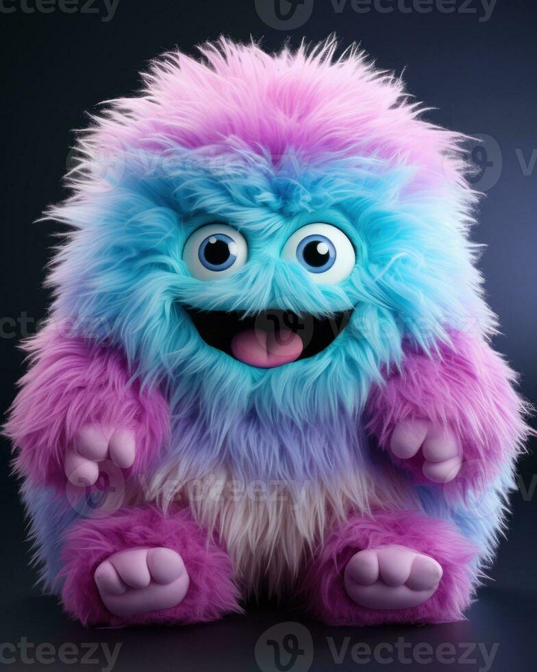 Colorful fluffy cute monster doll photo