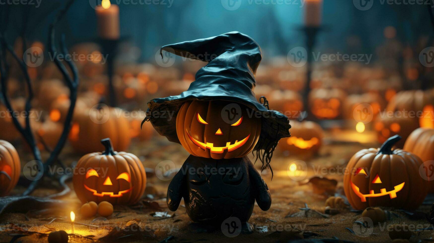 Cute halloween 3d character background photo illustration