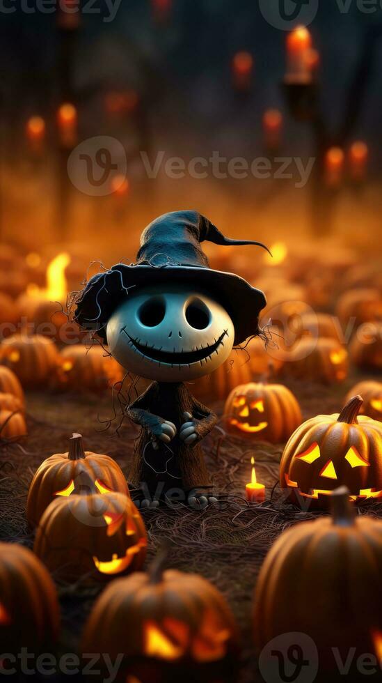 Cute halloween 3d character background photo illustration