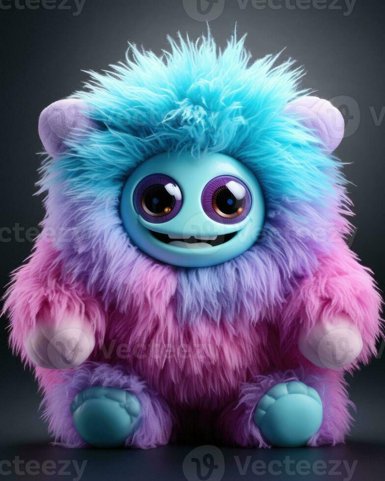Colorful fluffy cute monster doll photo