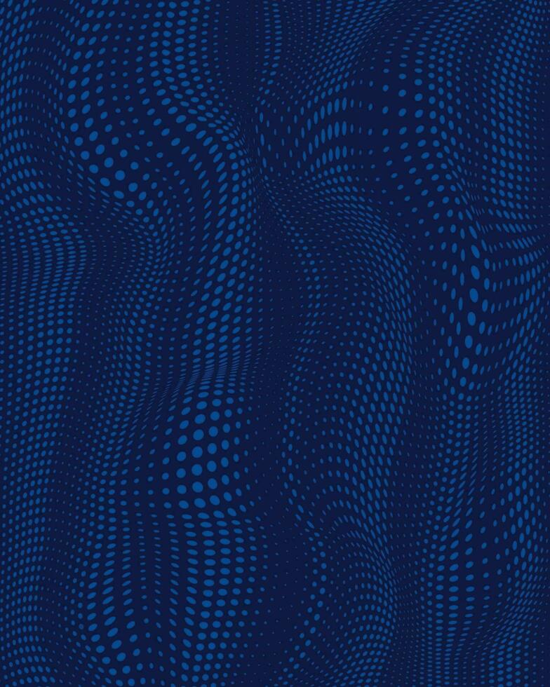 a blue background with wavy lines with dot effect vector