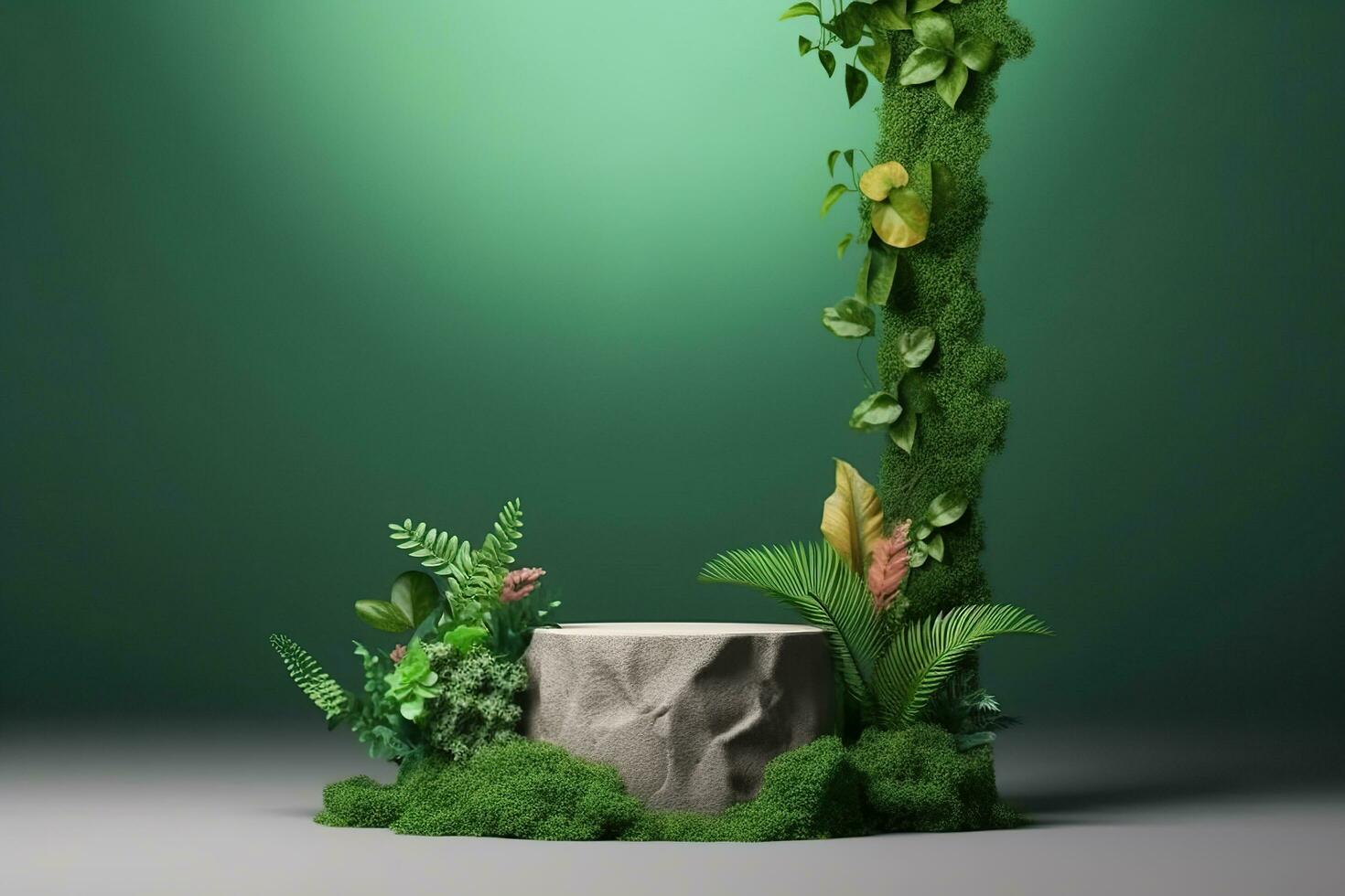 Product display podium with nature background AI Generated, AI Generative photo