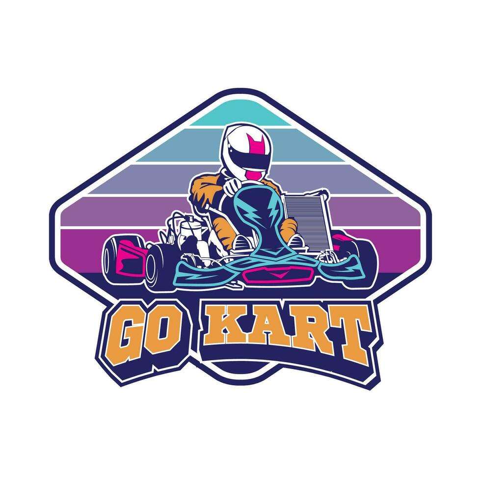 Vamos kart carreras vector ilustración, Perfecto para camiseta diseño y equipo logo diseño