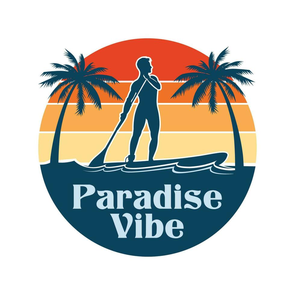 A Man riding Paddle Board vector illustration logo design