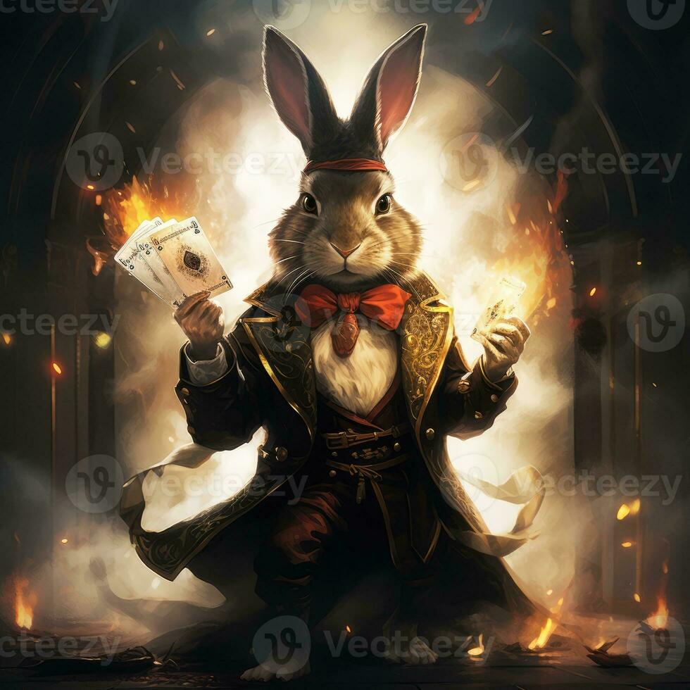 a rabbit with a magic suit photo