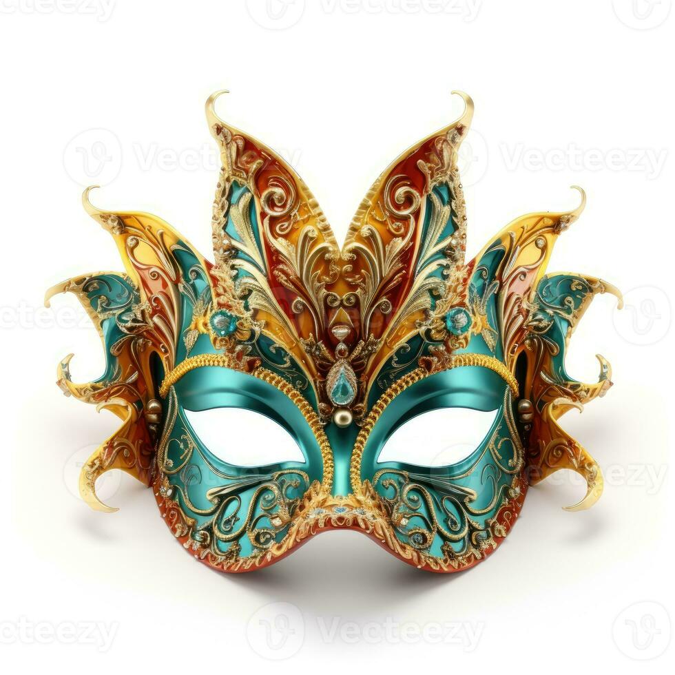 Venetian carnival mask isolated on white background masquerade one mask template for carnival in front view photo