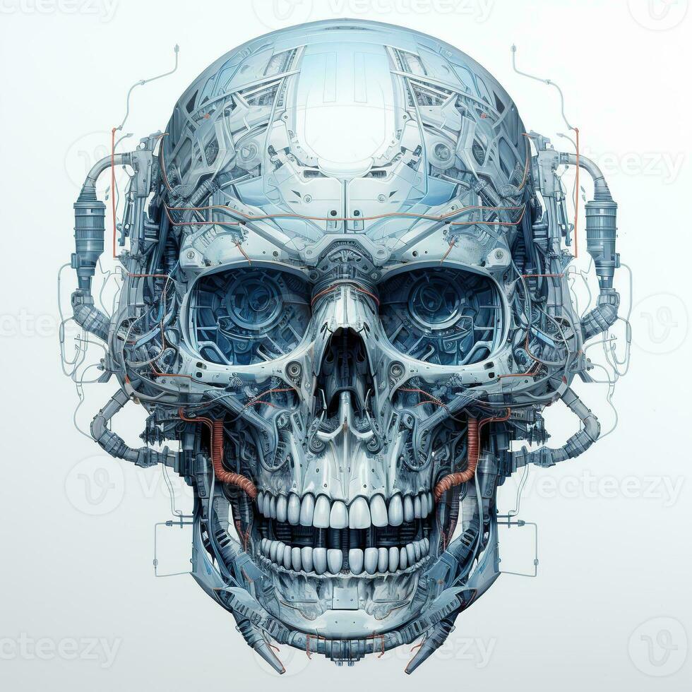 skull image with robotic texture photo