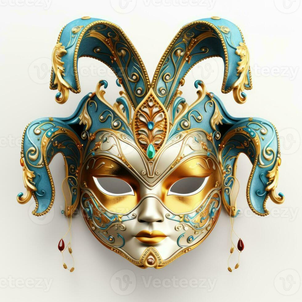 Venetian carnival mask isolated on white background masquerade one mask template for carnival in front view photo