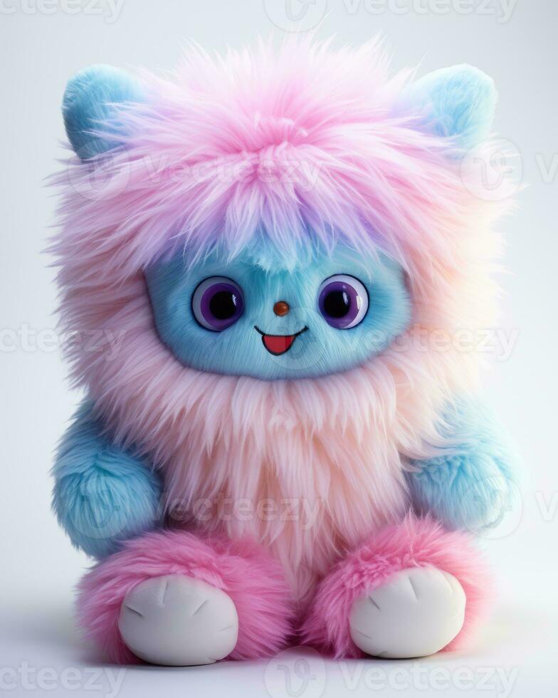 Colorful fluffy cute monster doll photo