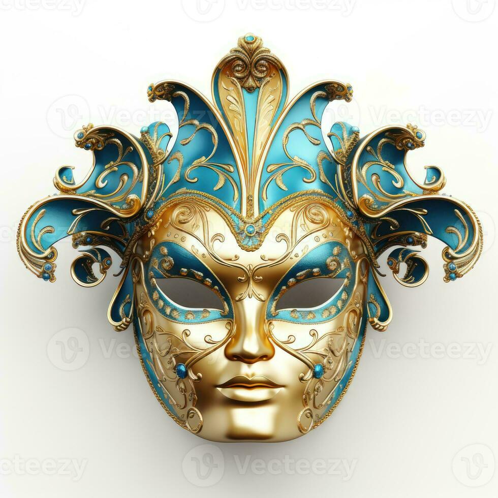 Venetian carnival mask isolated on white background masquerade one mask template for carnival in front view photo