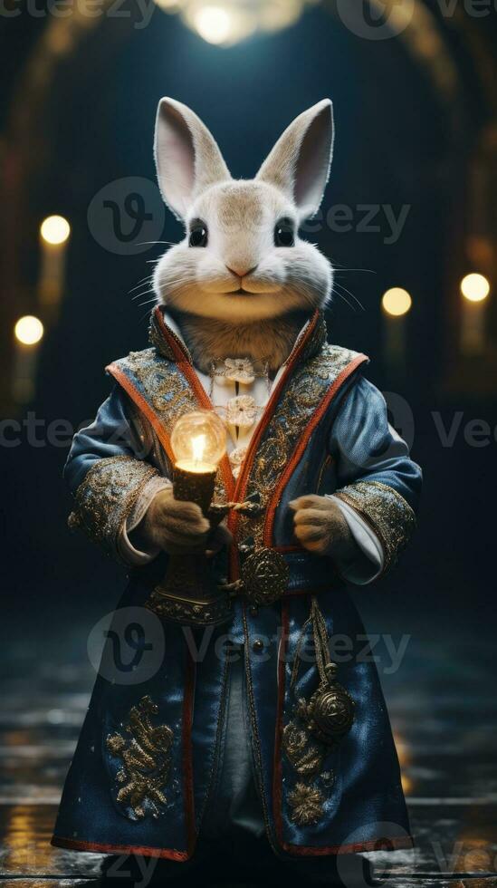 a rabbit with a magic suit photo