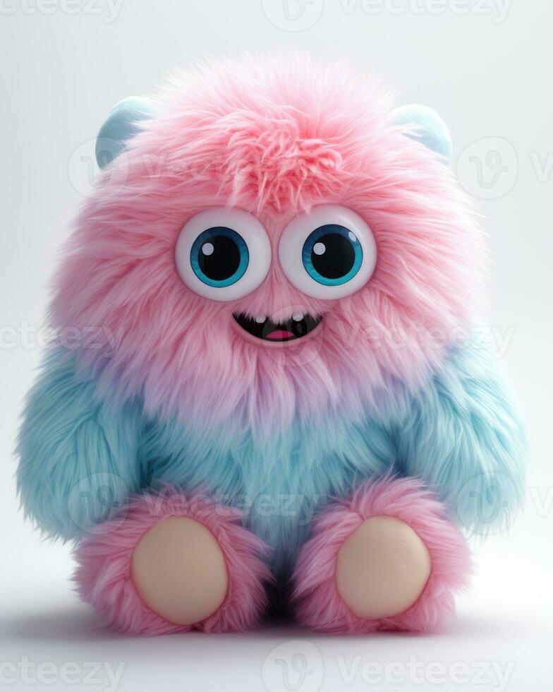 Colorful fluffy cute monster doll photo