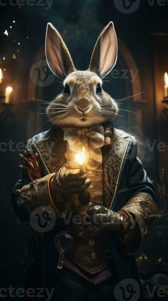 a rabbit with a magic suit photo