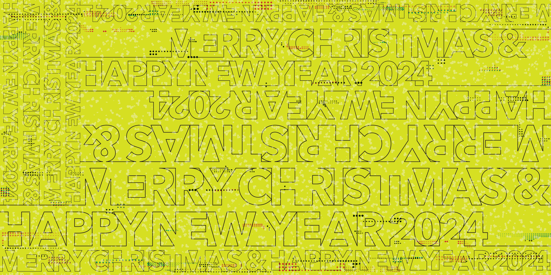 Merry Christmas and Happy New Year 2024 calligraphy retro style with