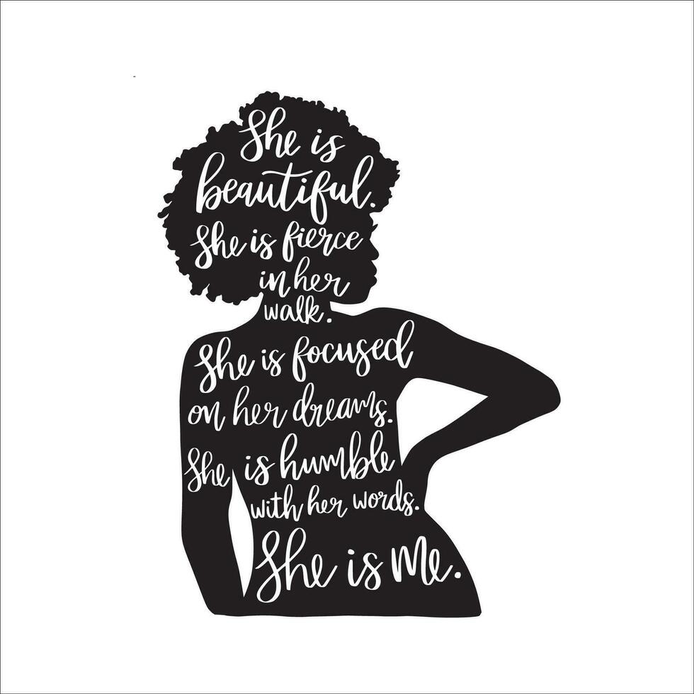 Stylish , fashionable  and awesome Black woman typography art and illustrator vector