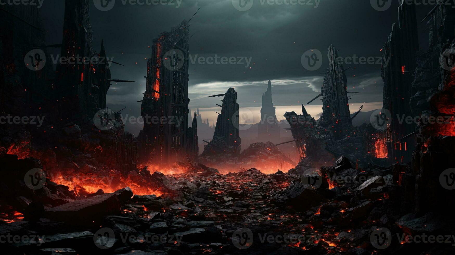 shattered realm, digital art illustration, Generative AI photo