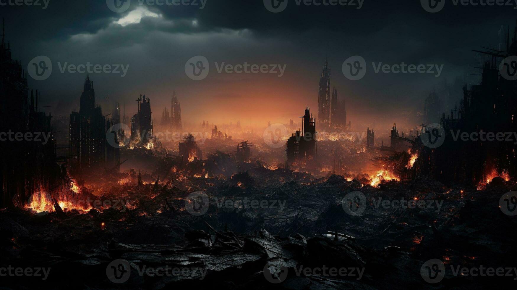 warzone desolate, digital art illustration, Generative AI photo