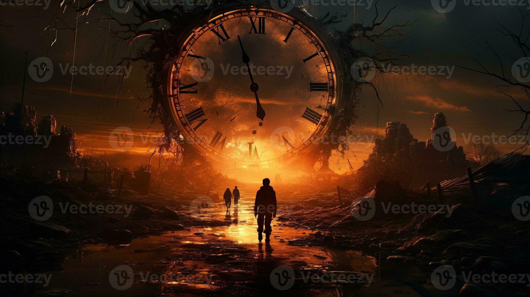 the final hour, digital art illustration, Generative AI photo