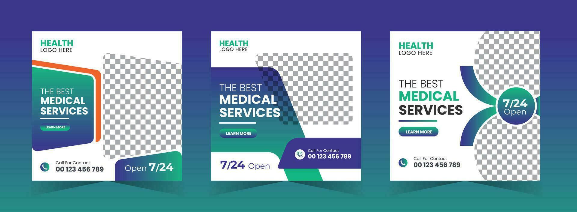 Medical and healthcare social media banner or square template vector