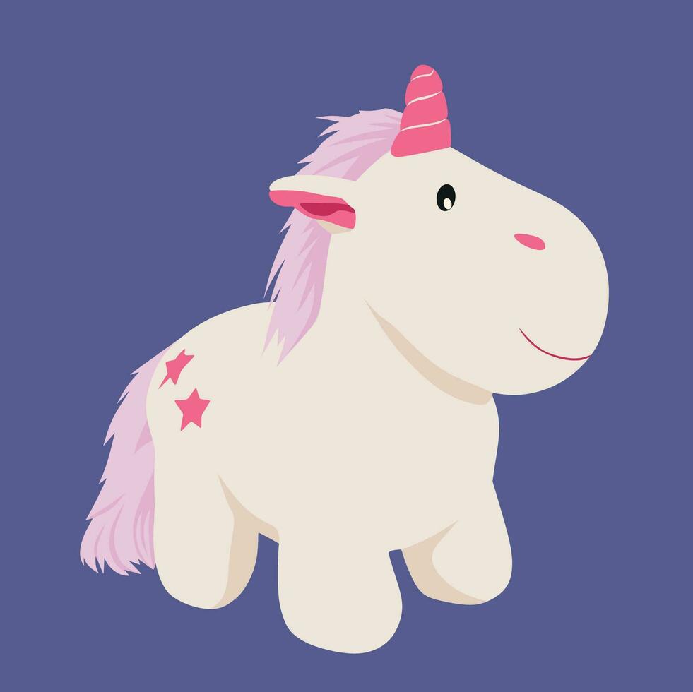 Isolated illustration of cute plush unicorn toy for girls vector