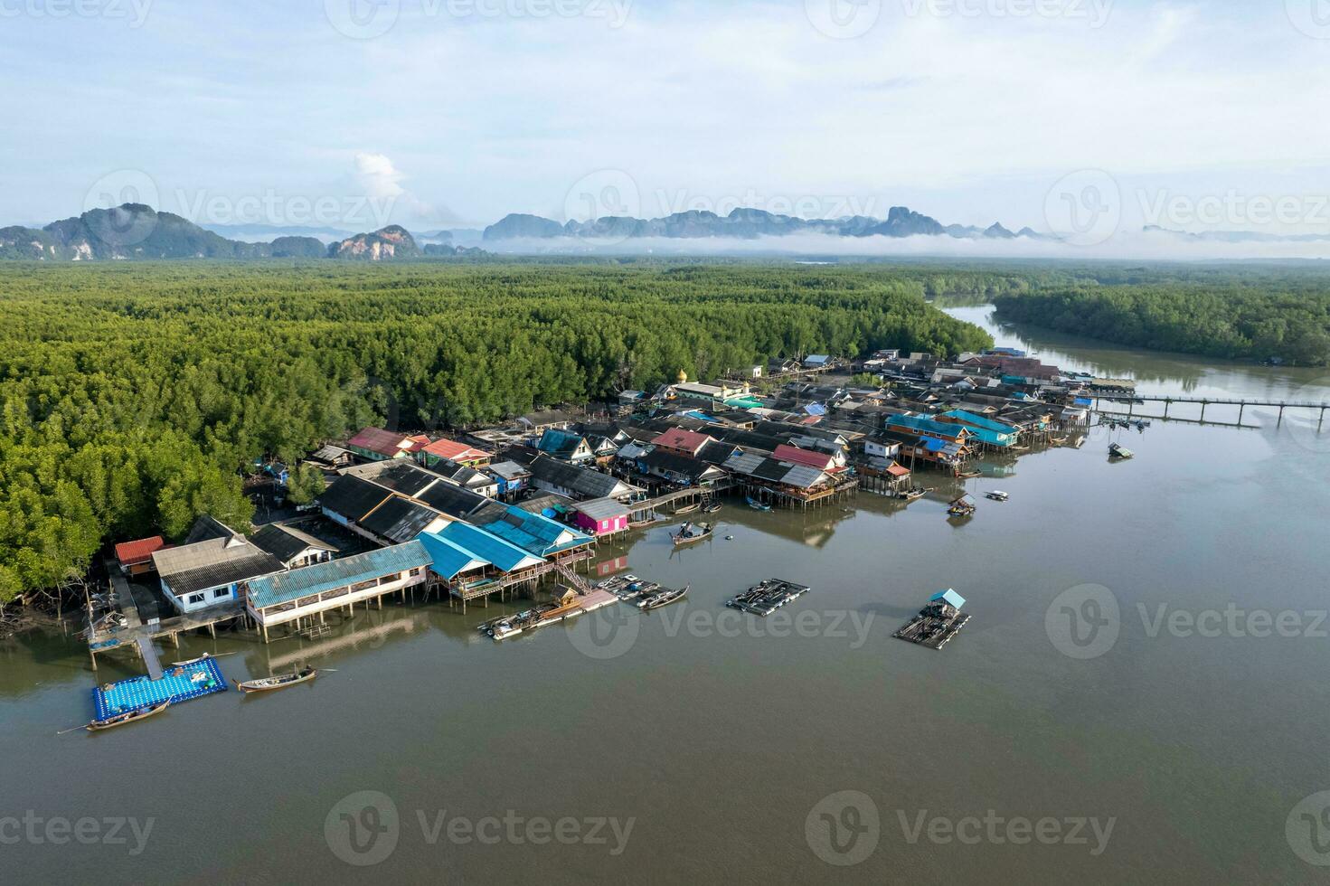 Aerial view of Bang Phat Village is the eco-fishing village at Phang nga, Thailand photo