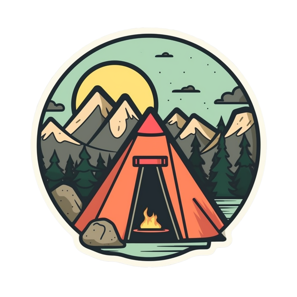 kamp logo, kamp png, buitenshuis camping groot sticker, camping sticker, kamp sticker png, ai generatief png