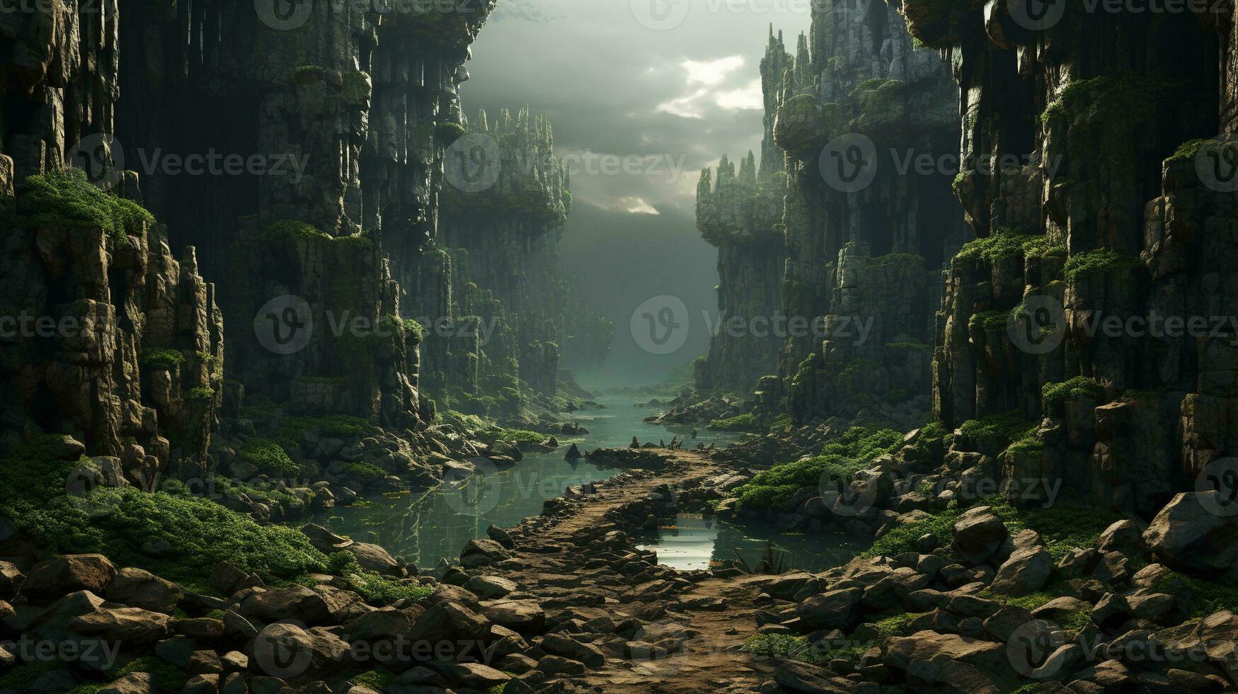 beastly chasm, digital art illustration, Generative AI photo