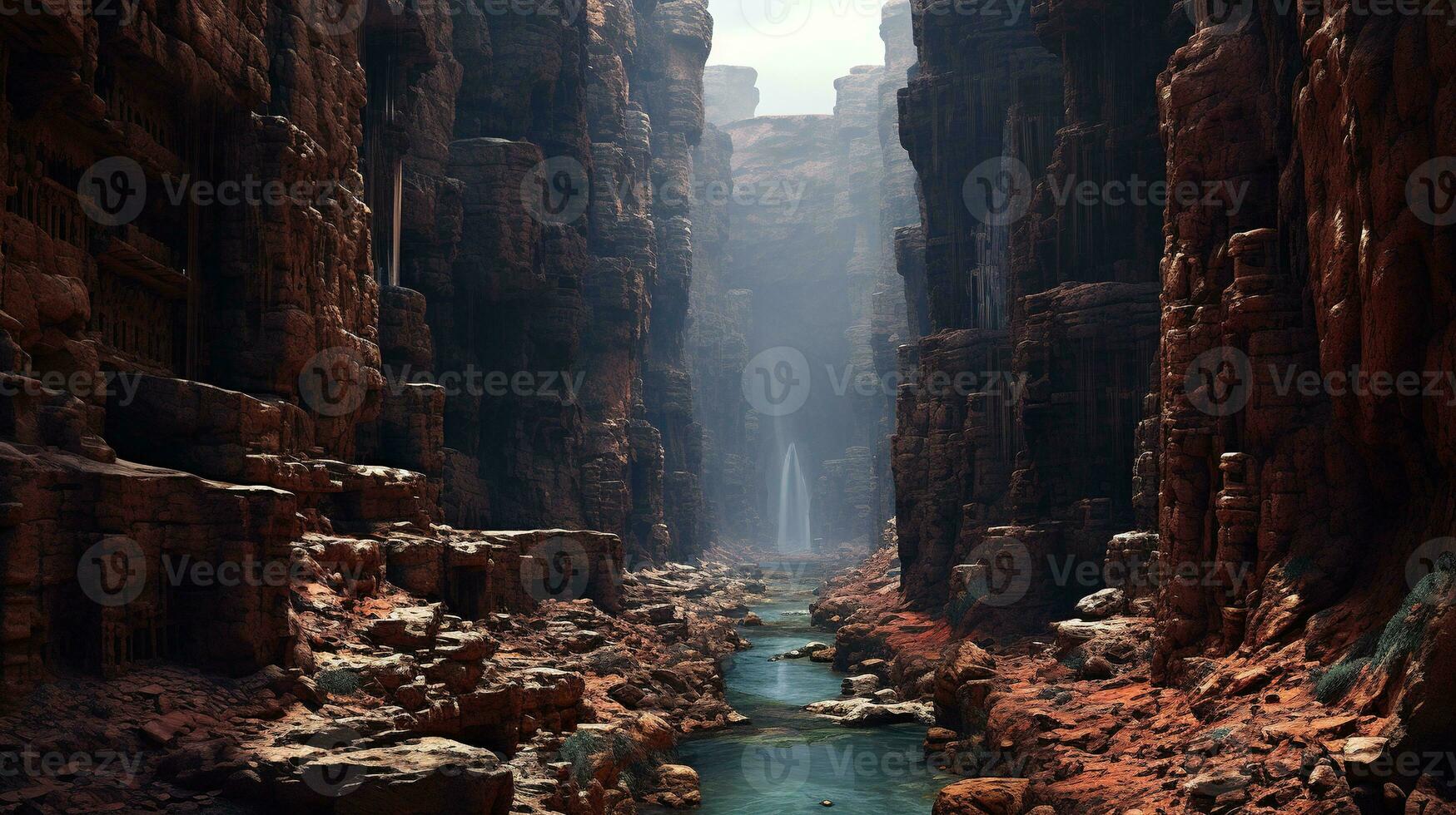 beastly chasm, digital art illustration, Generative AI photo