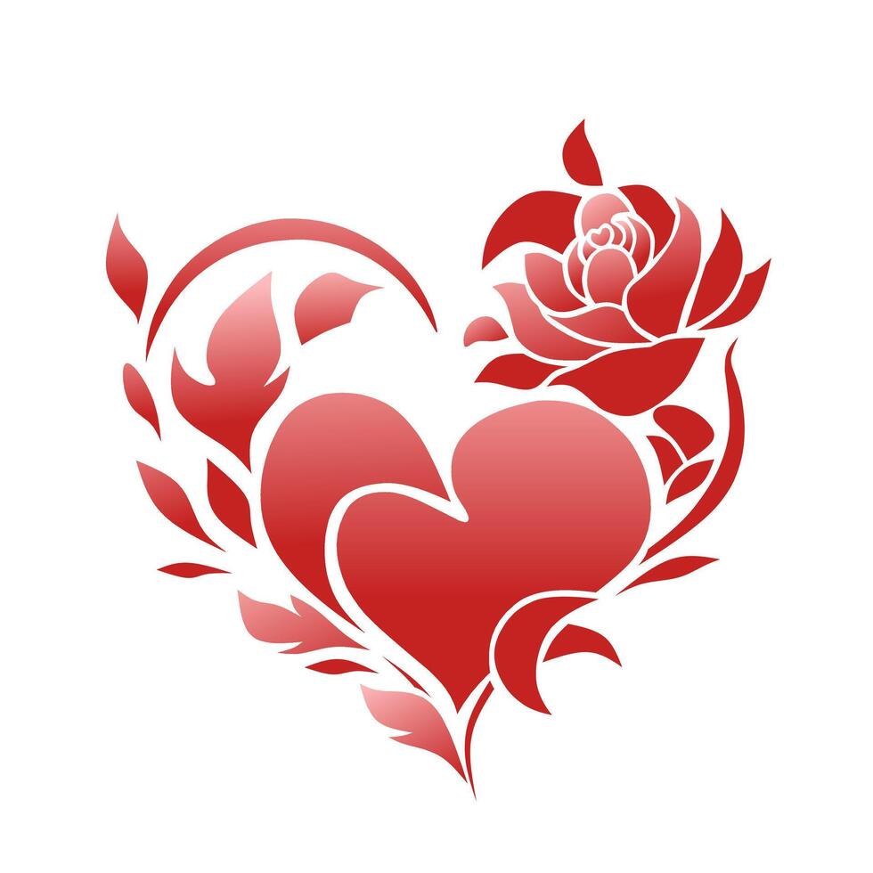 ilustración diseño de rojo rosas y corazones formando aislado en blanco vector