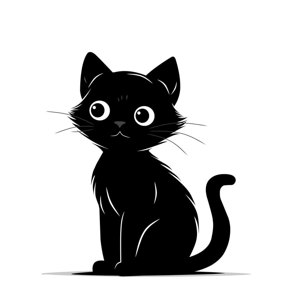 black cat illustration clipart design on a white background vector