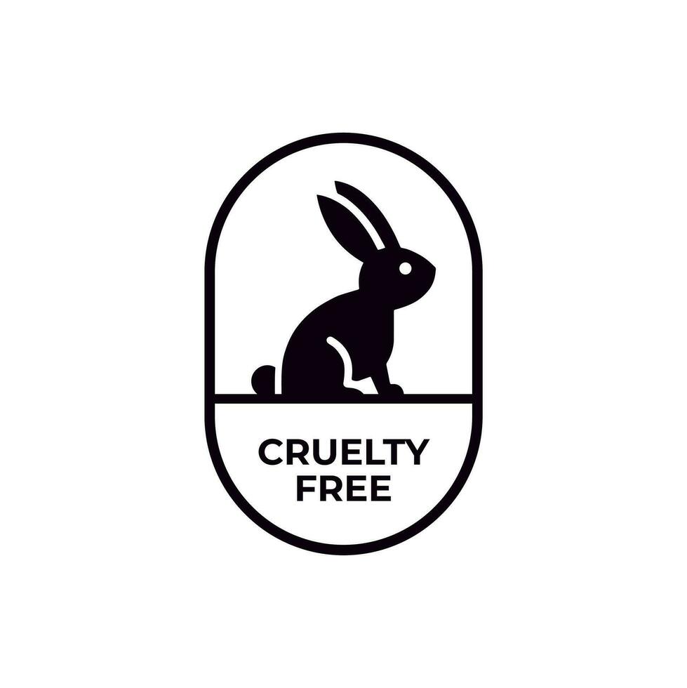 Animal cruelty free line icon. Not tested on animals with rabbit silhouette label. Vector illustration.