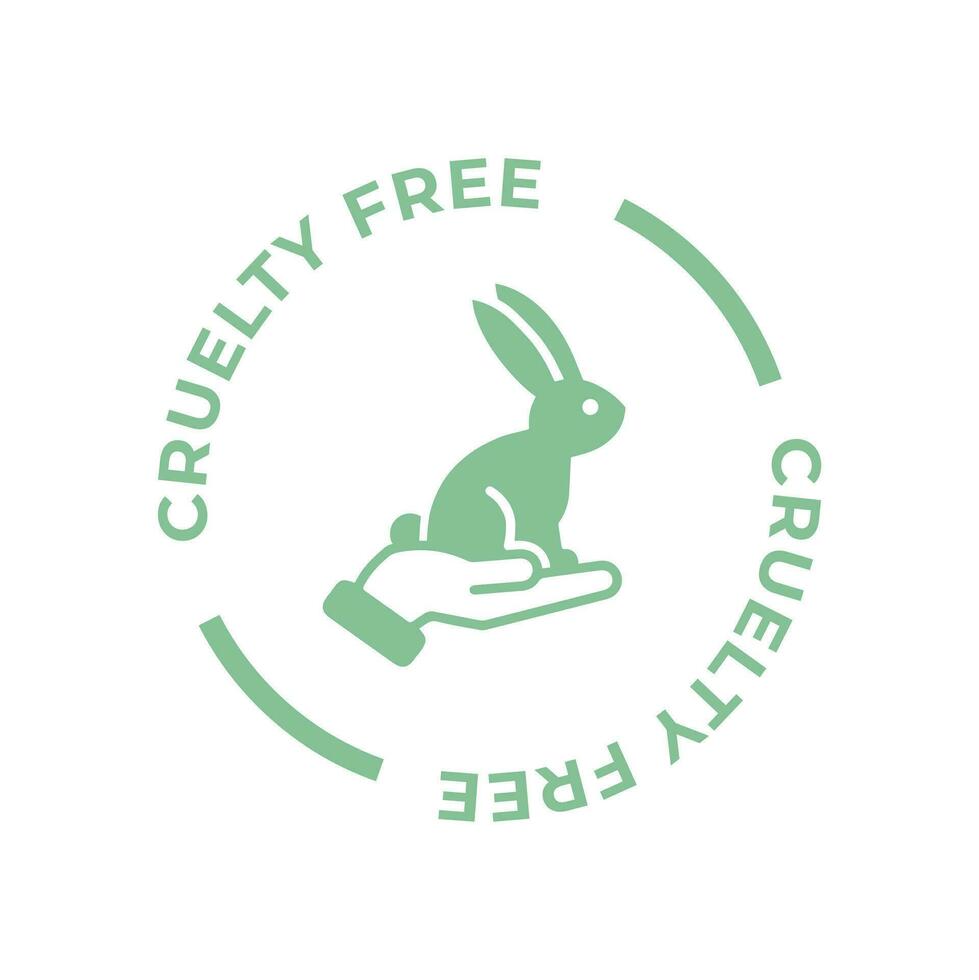 Green cruelty free circle icon. Not tested on animals with rabbit silhouette label. Vector illustration.