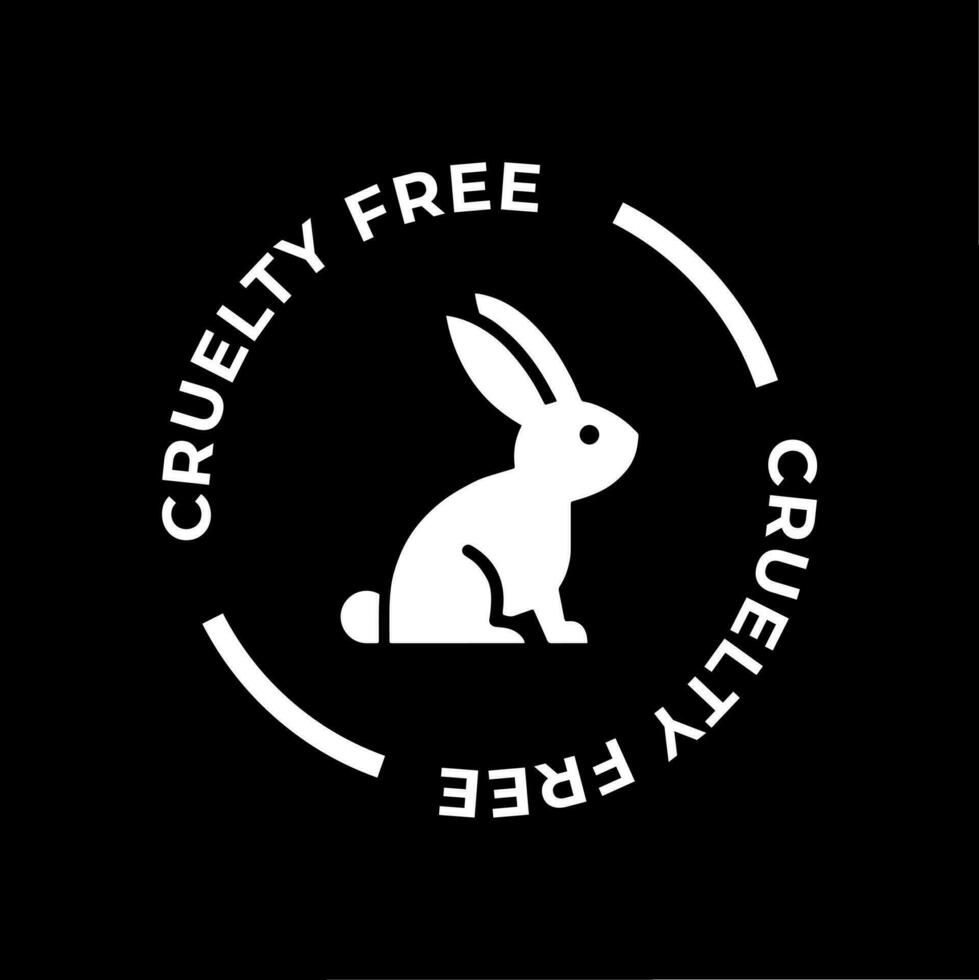 Negative cruelty free icon. Not tested on animals with rabbit silhouette label. Vector illustration.
