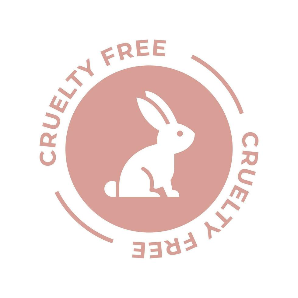 Pink animal cruelty free icon. Not tested on animals with rabbit silhouette symbol. Vector illustration.