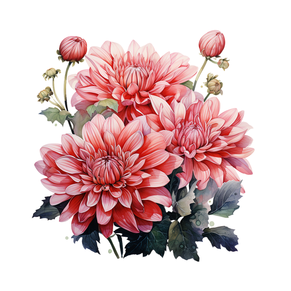 krysantemum blomma, krysantemum blomma vattenfärg, transparent bakgrund, ai generativ png