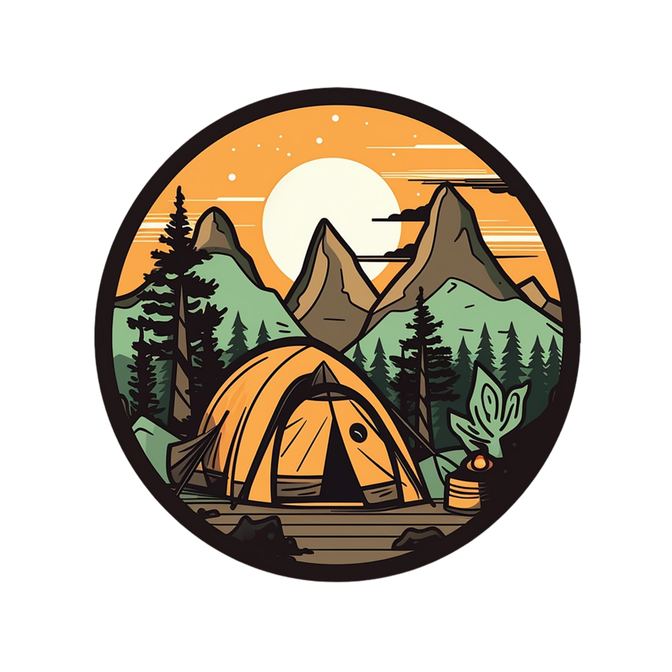 Camp Logo, Camp Png, Outdoor Camping Large Sticker, Camping Sticker, Camp Sticker Png, AI Generative png