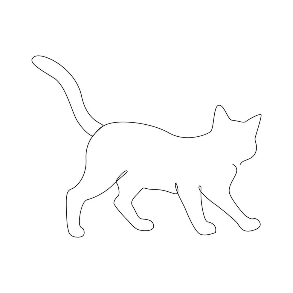 Continuous one line cat pet drawing out line vector illustration design