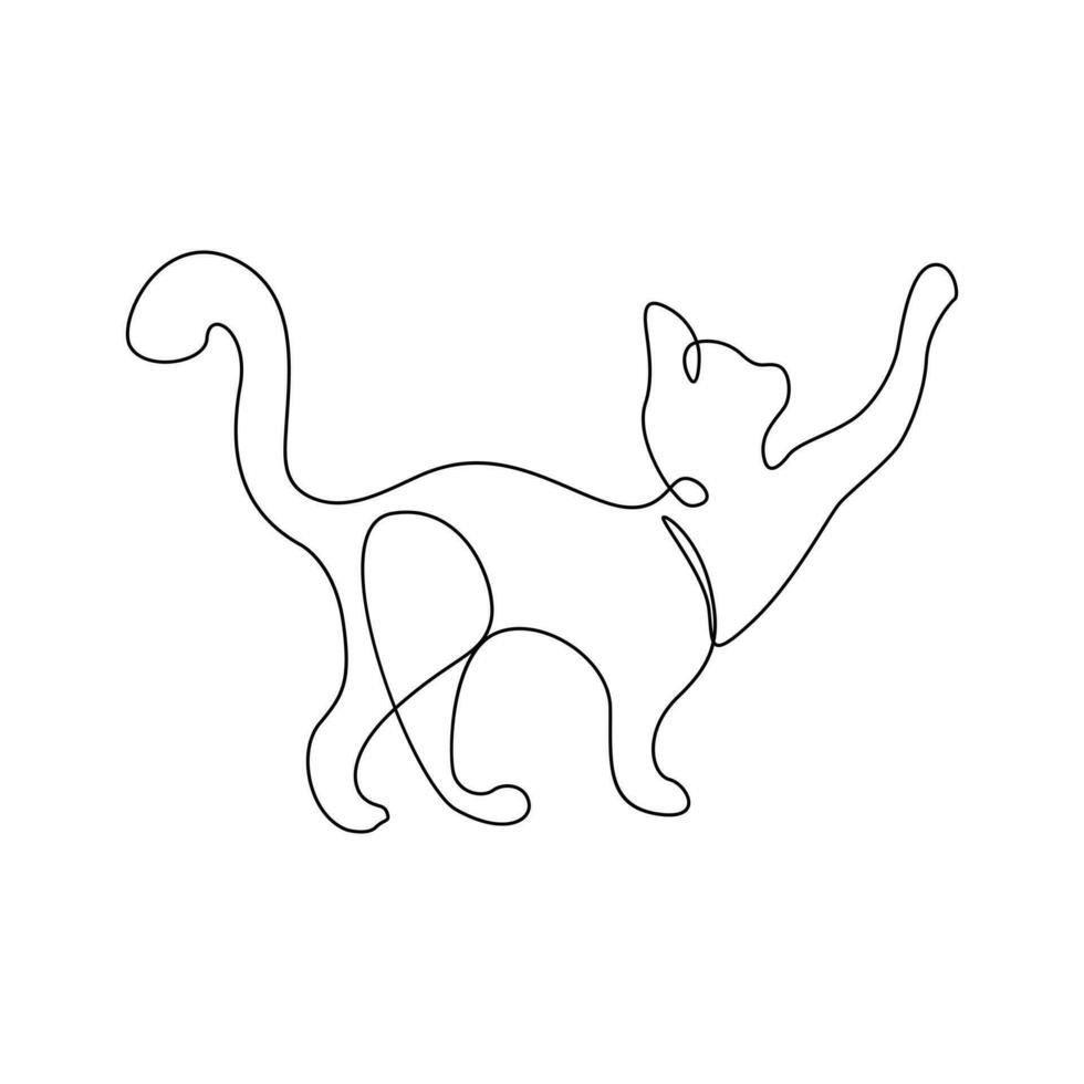 Continuous one line cat pet drawing out line vector illustration design