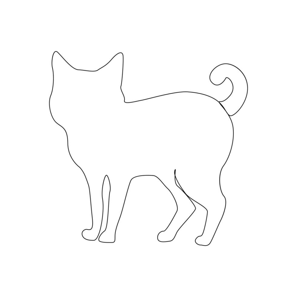 Continuous one line cat pet drawing out line vector illustration design