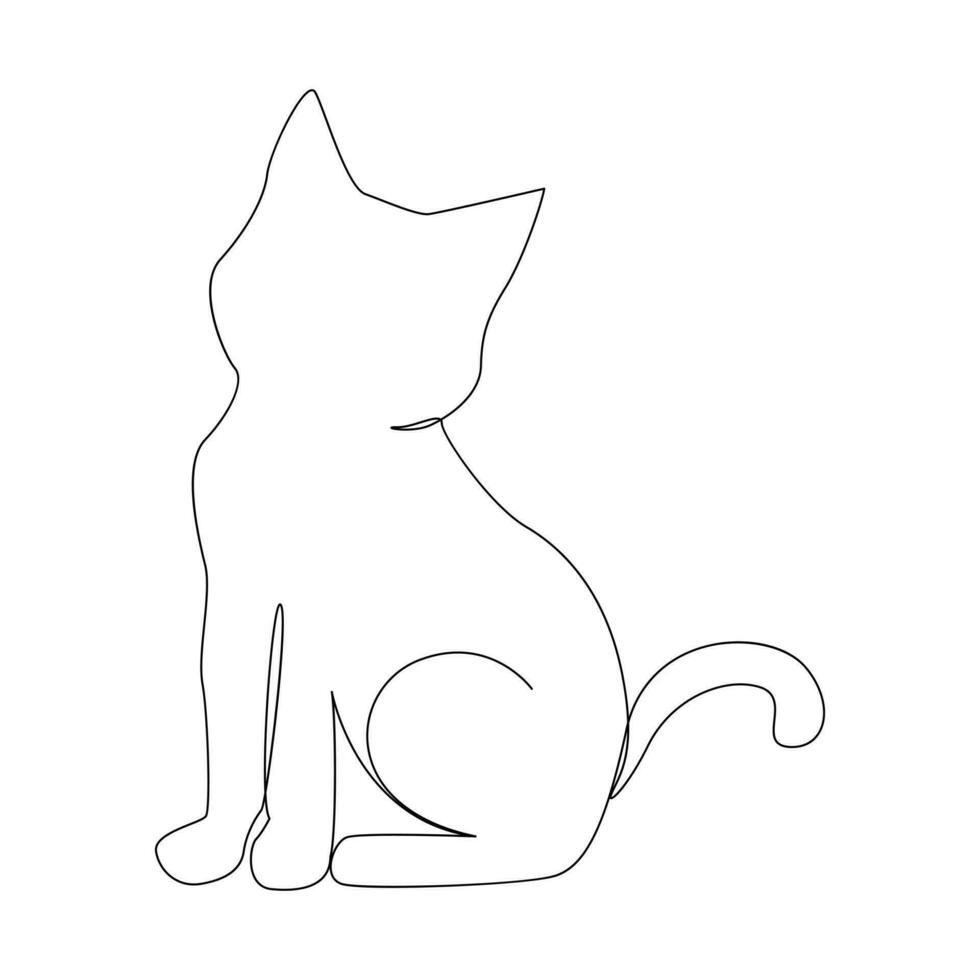 Continuous one line cat pet drawing out line vector illustration design