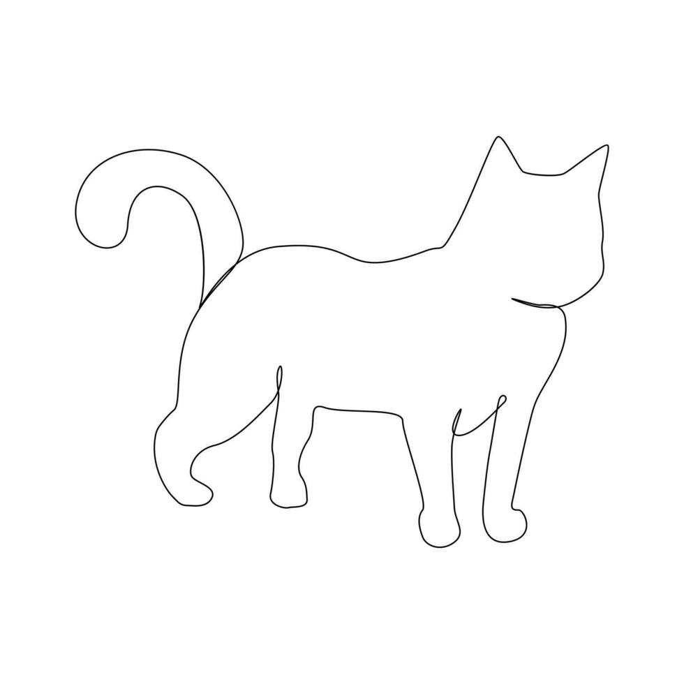 Continuous one line cat pet drawing out line vector illustration design