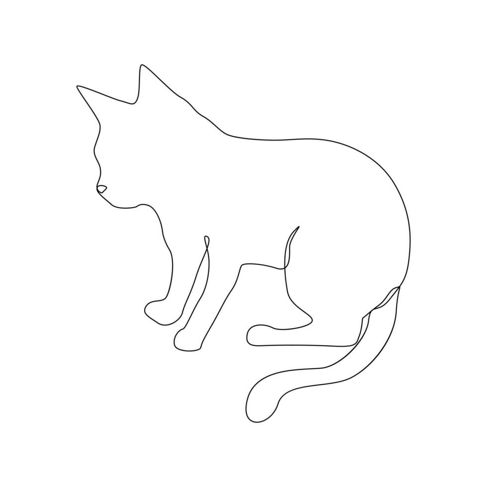 Continuous one line cat pet drawing out line vector illustration design